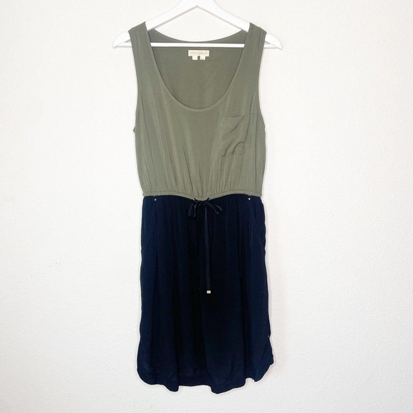 Anthropologie EDME & ESYLLTE Freya Color Block Green and Black Dress S - Picture 2 of 14